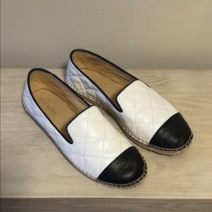 Talbots Quilted Black and White Loafers